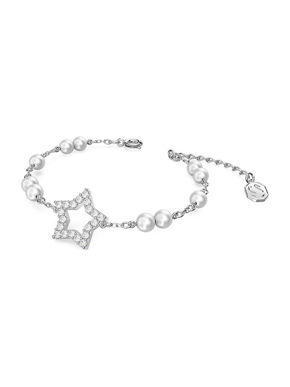2X HP. Swarovski Stella Star Crystal Faux Pearls & Rhodium-Plated Bracelet